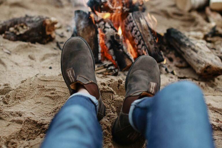 Cozy beach campfire
