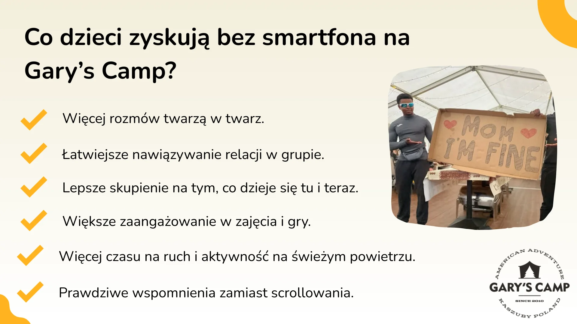 Co dzieci zyskują bez smartfona na Gary’s Camp?