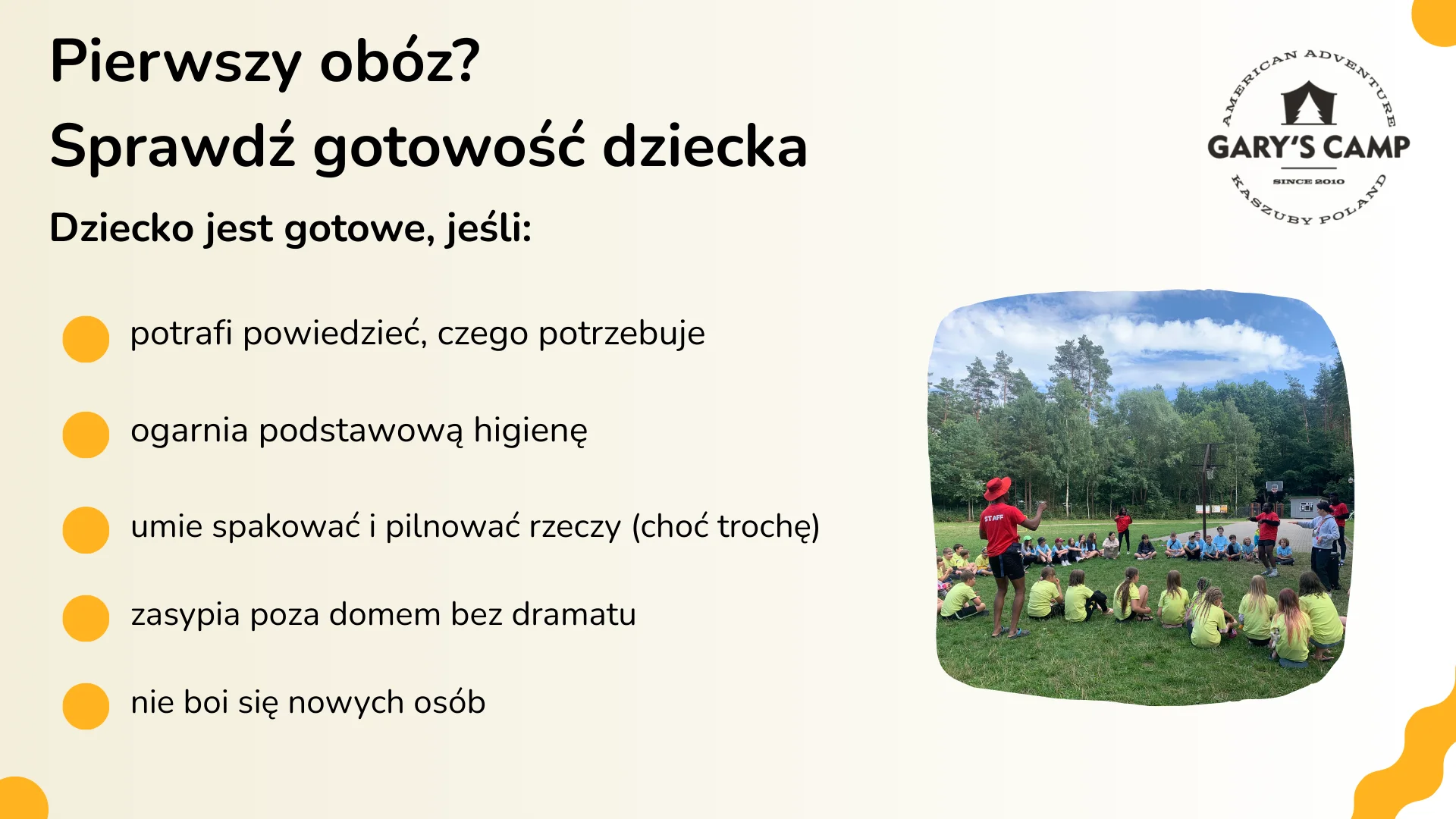 Pierwszy obóz? Sprawdź gotowość dziecka