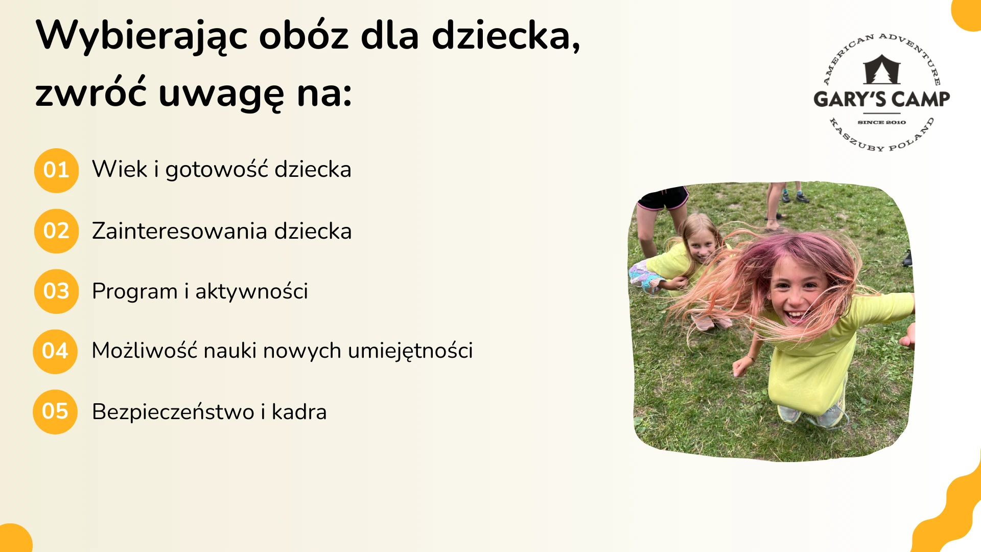 Wybierając obóz dla dziecka zwróć uwagę na
