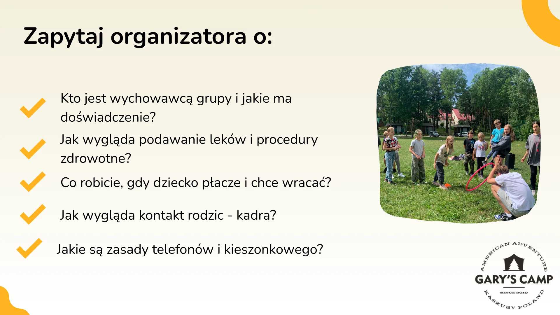 Zapytaj organizatora o: