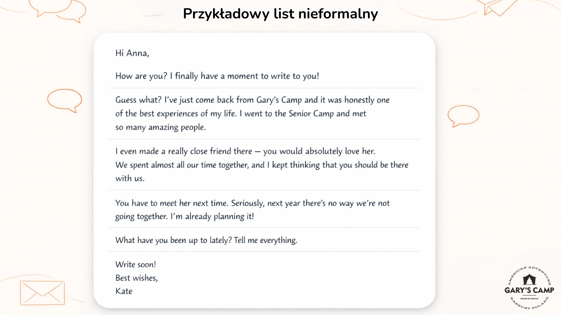 Przykładowy list nieformalny